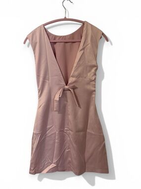 Cider Dusty Rose V-Neck Tie-Front Slip Dress